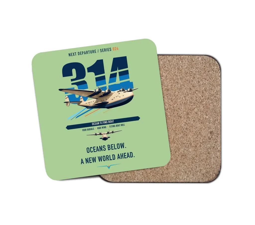 Boeing 314 Clipper design on light green 1 piece coaster