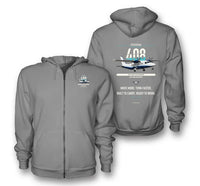 Thumbnail for Cessna 408 SkyCourier design on gray premium zipped hoodie, double-side print