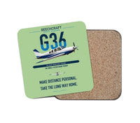 Thumbnail for Beechcraft Bonanza G36 design on light green 1 piece coaster