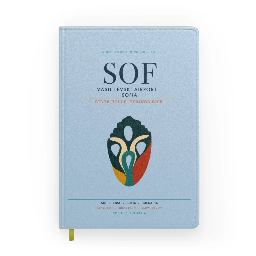 Vasil Levski Airport – Sofia (SOF) design on light blue notebook