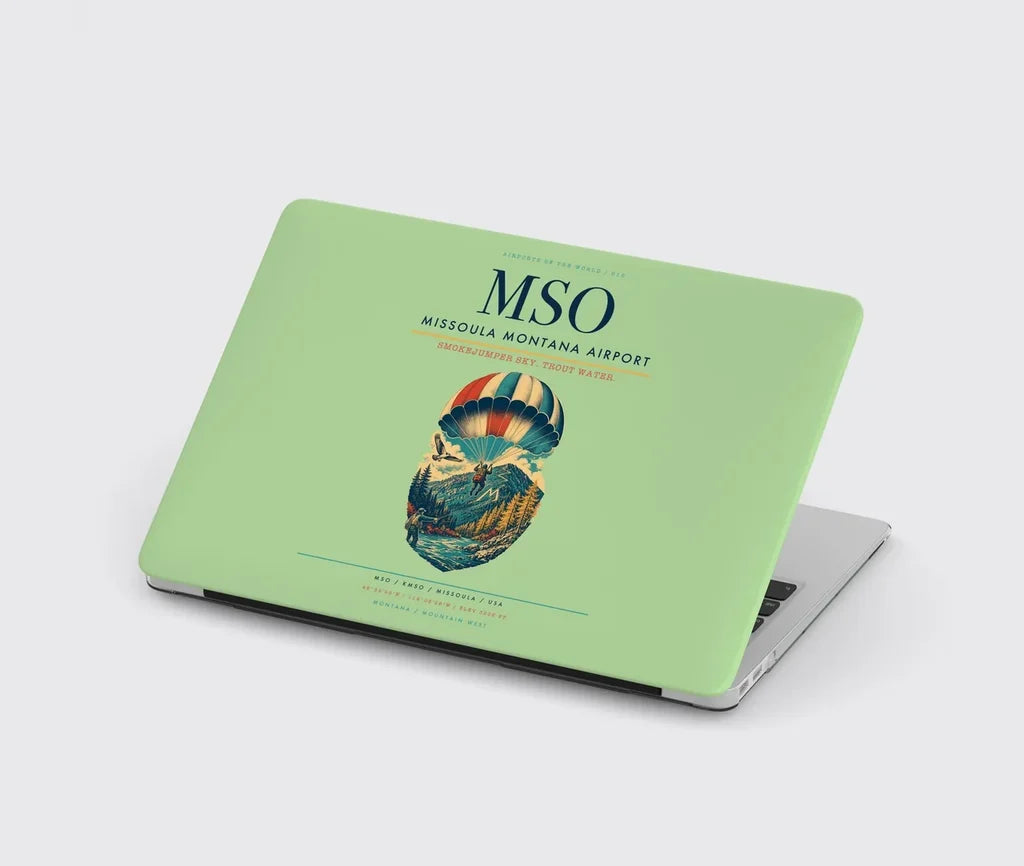 Missoula Montana Airport (MSO) design on light green MacBook case