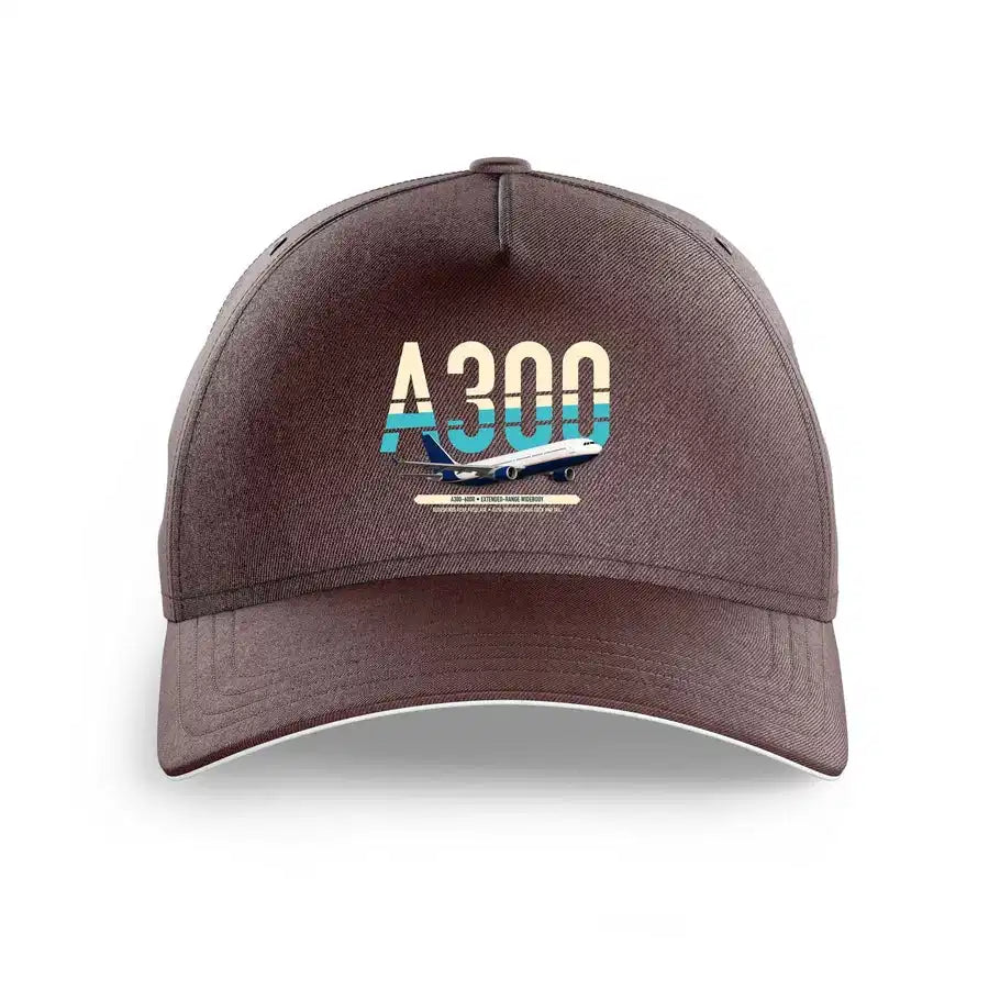 Airbus A300-600R design on brown printed hat