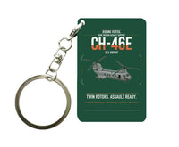 Thumbnail for Boeing Vertol CH-46E Sea Knight design on dark green designed key chain, double-side print