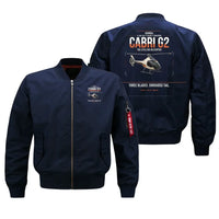 Thumbnail for Guimbal Cabri G2 design on blue bomber jacket, double-side print
