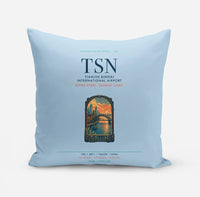 Thumbnail for Tianjin Binhai International Airport (TSN) design on light blue pillow