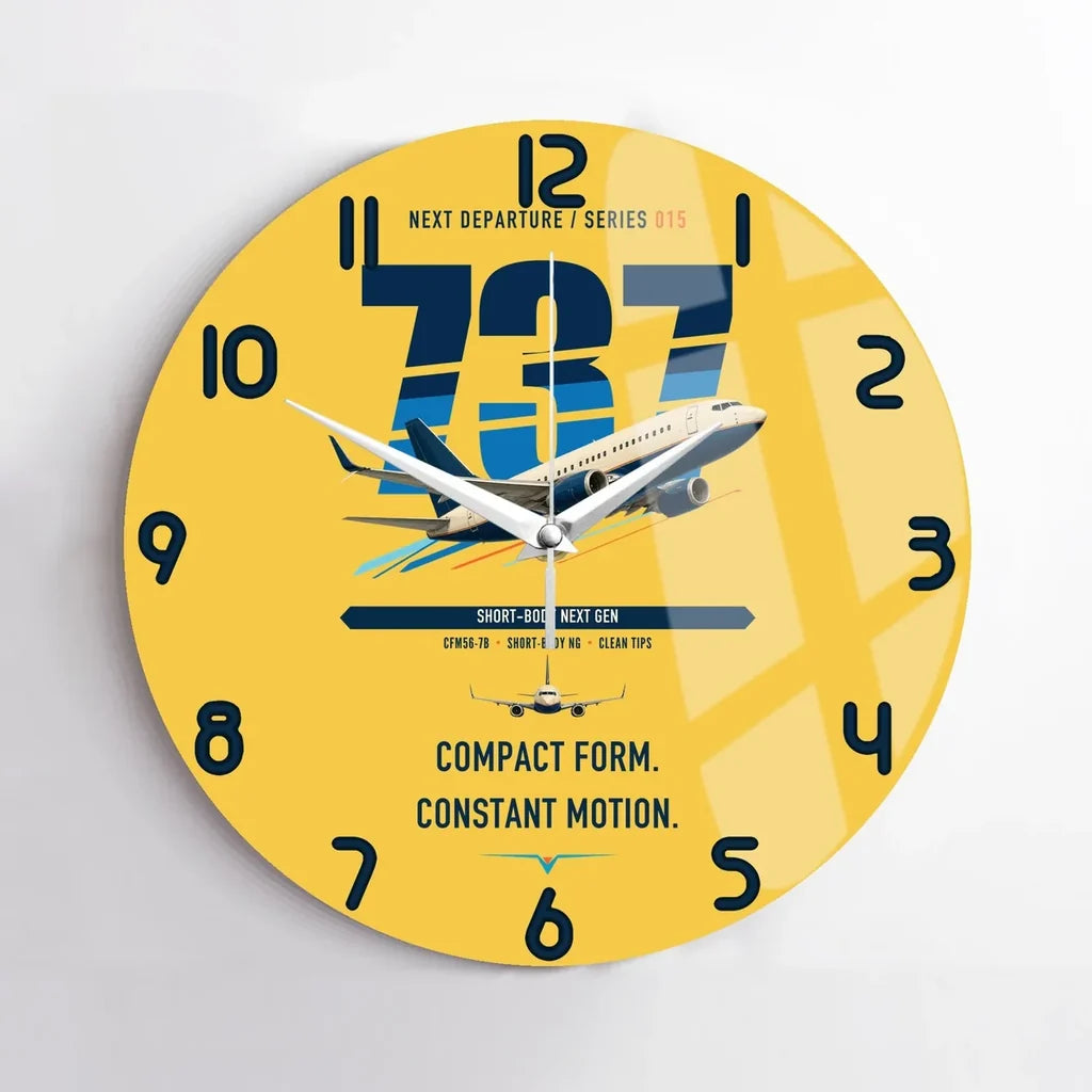 Boeing 737-700 NG design on yellow no frame wall clock