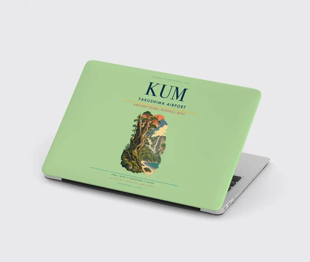 Yakushima Airport (KUM) design on light green MacBook case