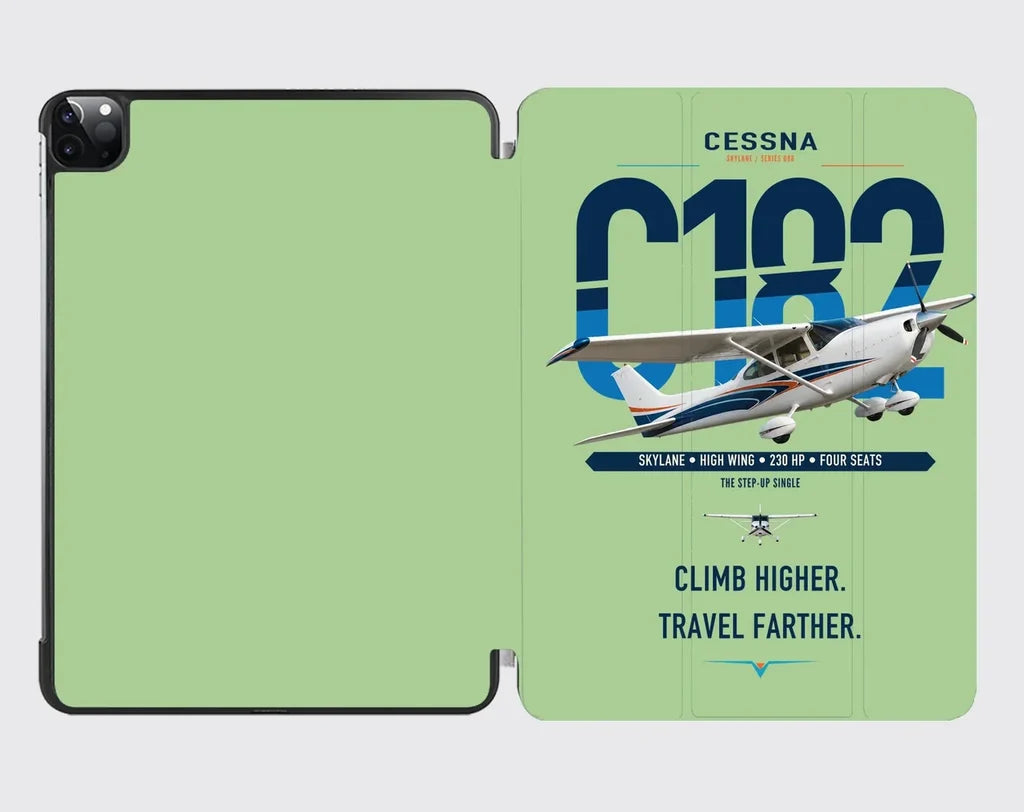 Cessna 182 Skylane design on light green ipad tablet case