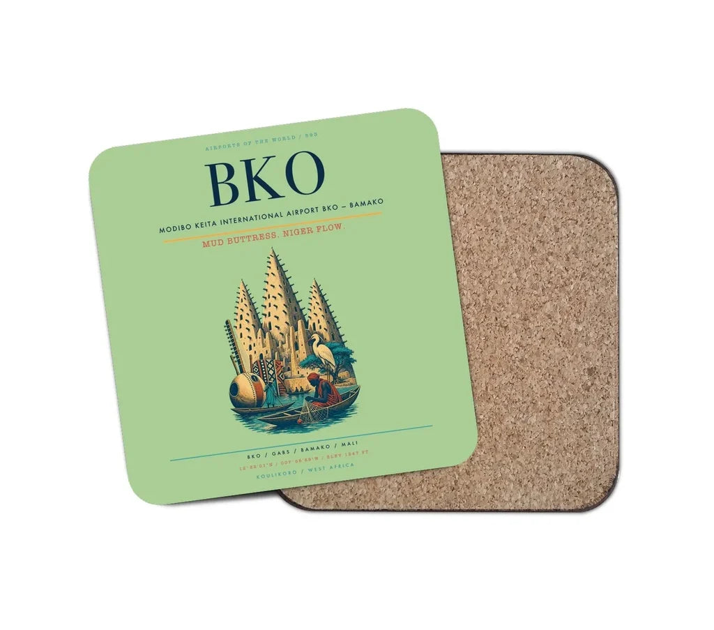 Modibo Keita International Airport (BKO) design on light green 1 piece coaster