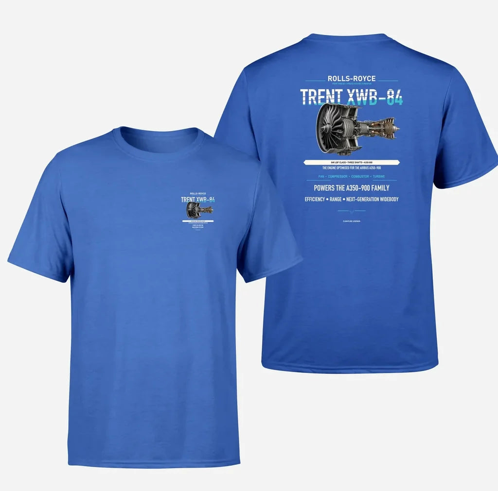 TRENT XWB-84 design on blue t shirt