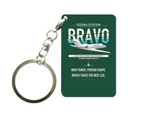 Thumbnail for Cessna Citation Bravo design on dark green designed key chain, double-side print