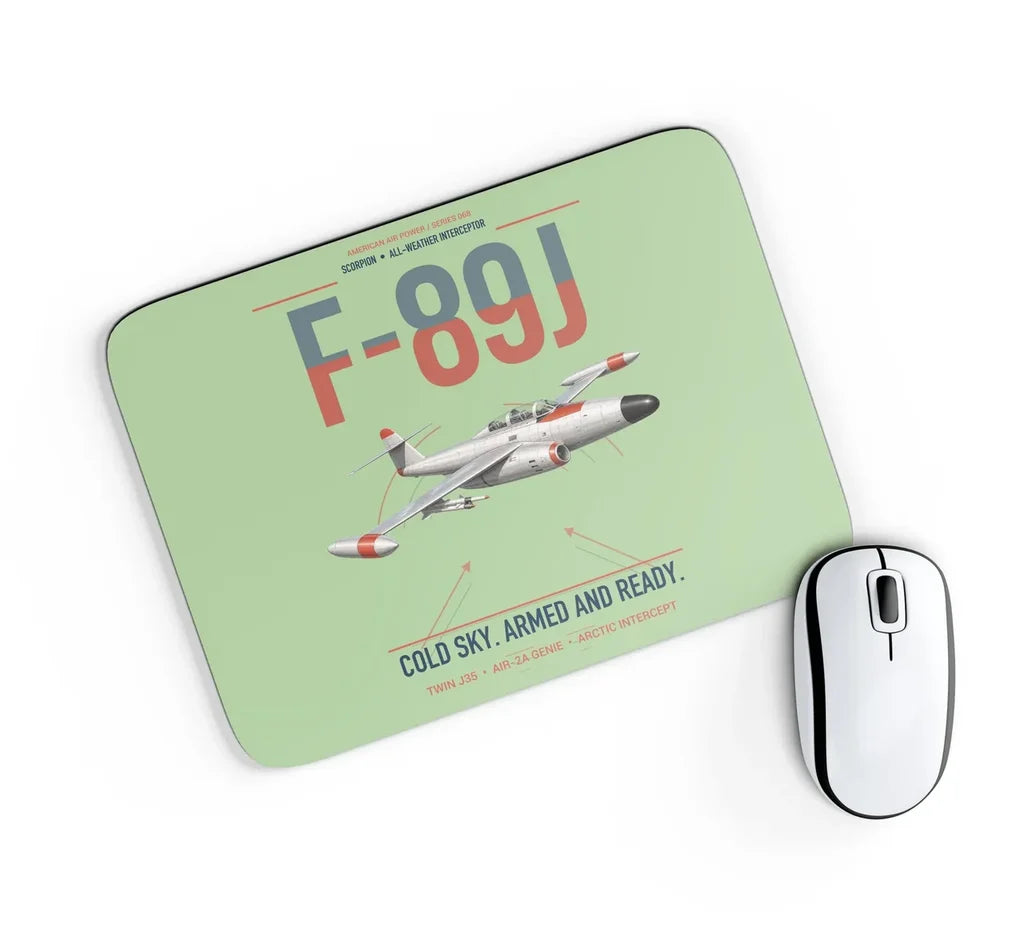 F-89J Scorpion design on light green rectangle mouse pad