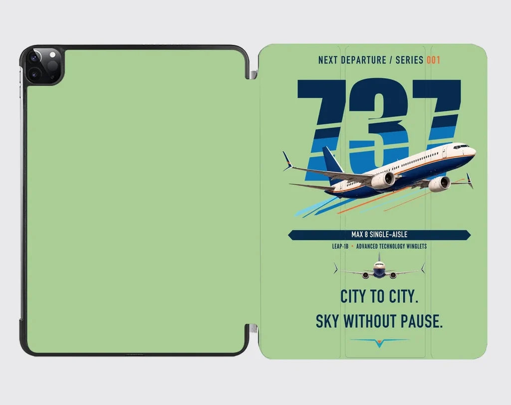 Boeing 737 MAX 8 design on light green ipad tablet case