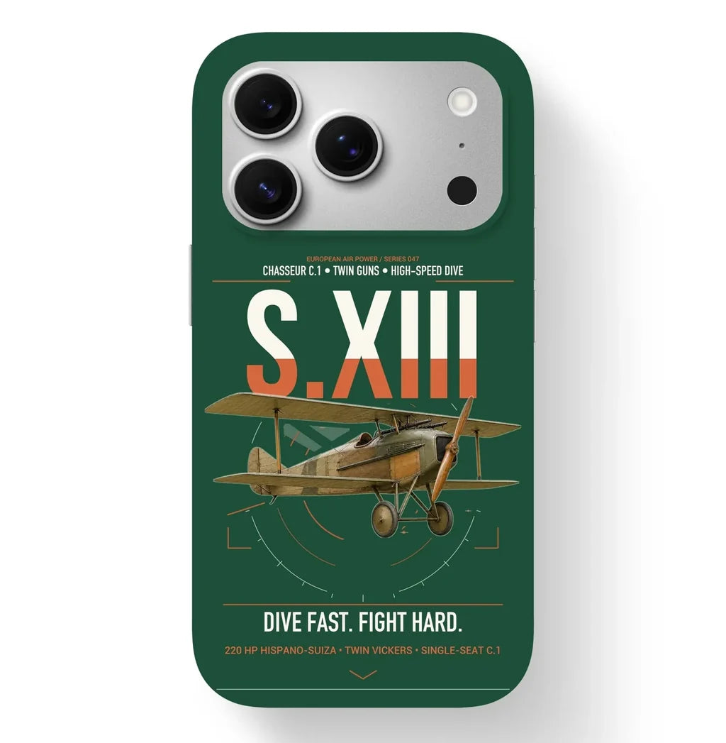 SPAD S.XIII C.1 design on dark green magsafe iphone case, for iPhone 17 Pro