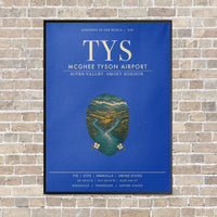 Thumbnail for McGhee Tyson Airport Knoxville TYS vertical canvas print - framed - blue background
