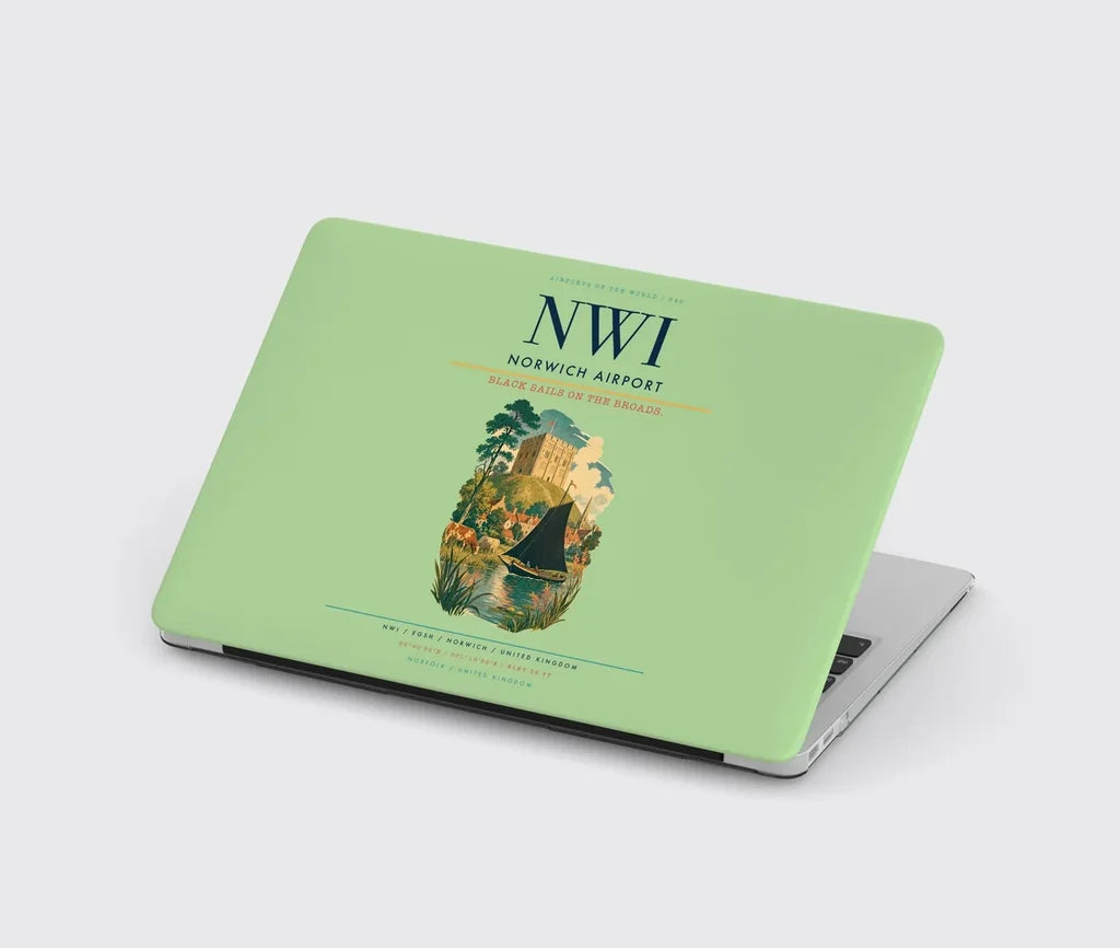Norwich Airport (NWI) design on light green MacBook case
