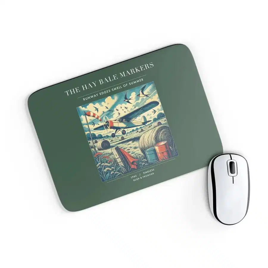 VINTAGE G4387 - The Hay Bale Markers - Designed Mouse Pads design on darkgreen rectangle