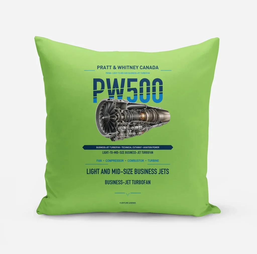 PW500 design on light green pillow