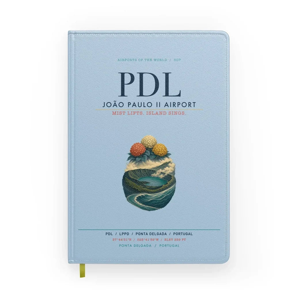 João Paulo II Airport (PDL) design on light blue notebook