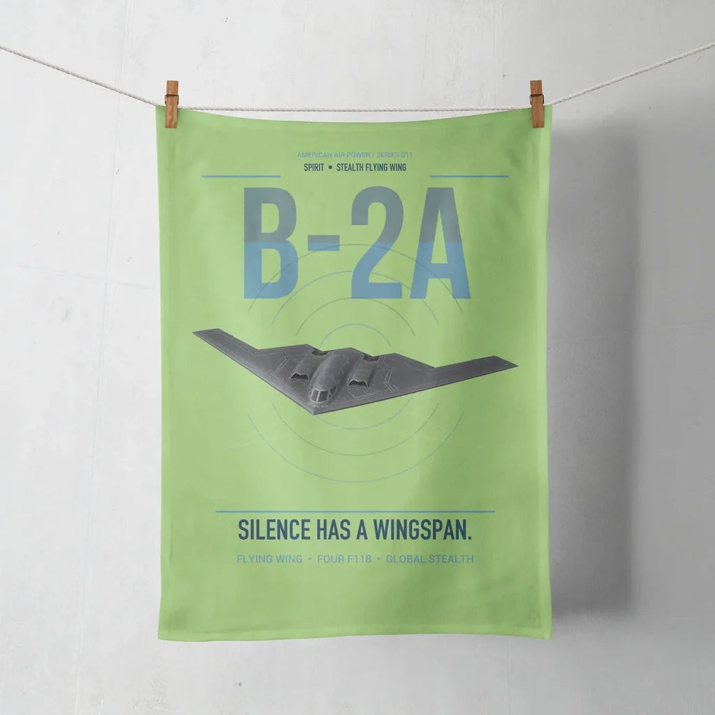 B-2A Spirit design on light green towel