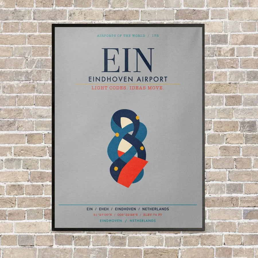 Eindhoven Airport EIN vertical canvas print - framed - light gray background