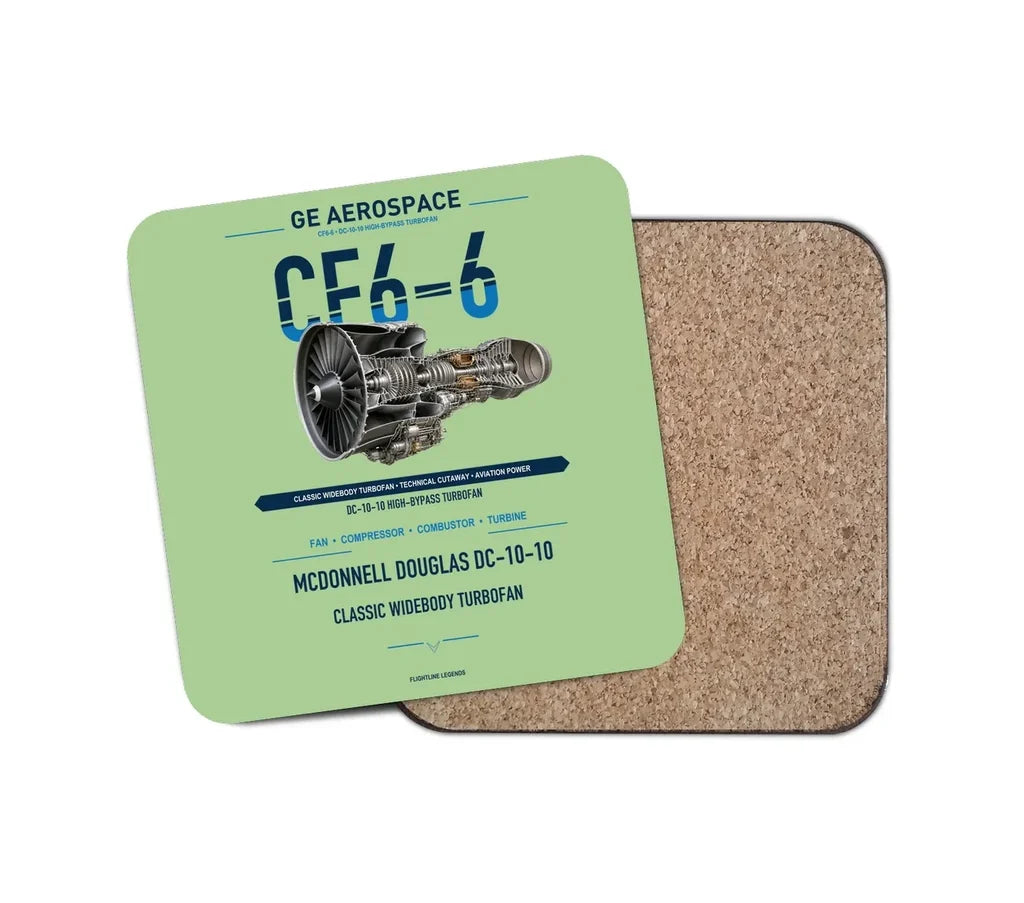 CF6-6 design on light green 1 piece coaster