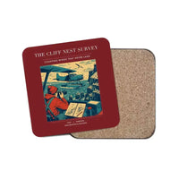 Thumbnail for The Cliff Nest Survey - Designed Coasters design on dark red 1-piece
