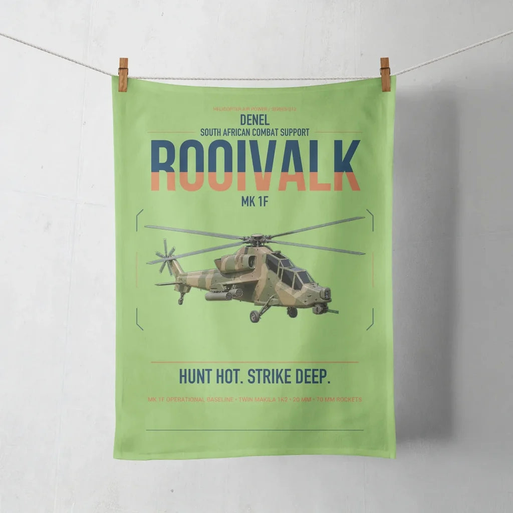 Denel Rooivalk Mk 1F design on light green towel