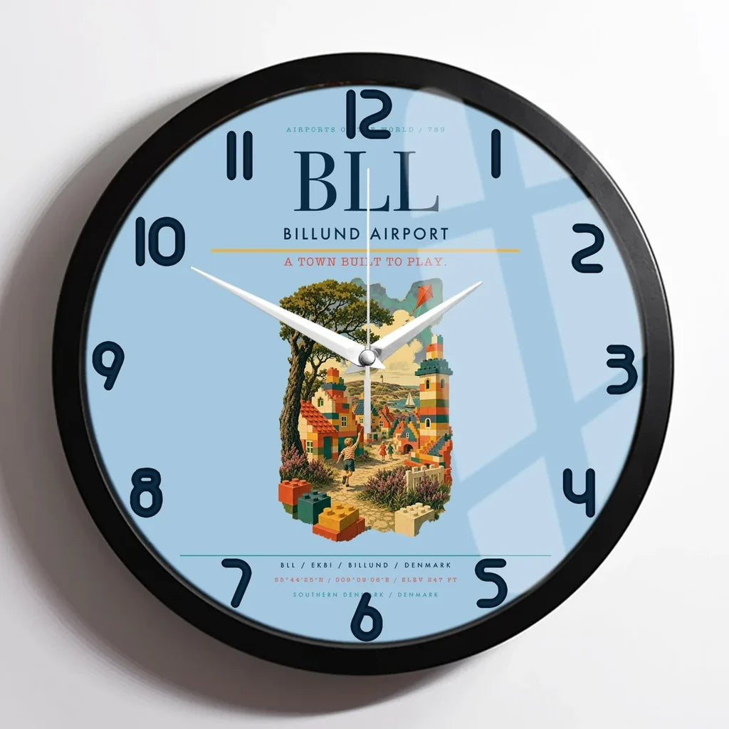 Billund Airport BLL Wall-Clock Framed - Light Blue