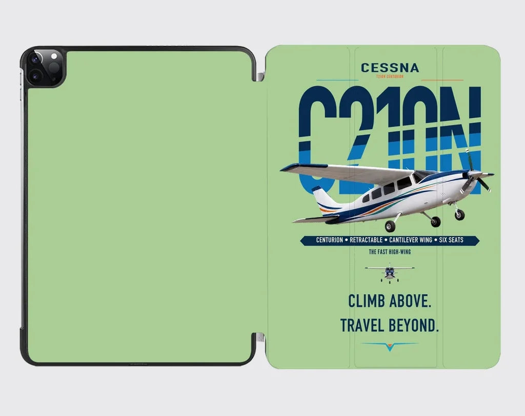 Cessna T210N Centurion design on light green ipad tablet case