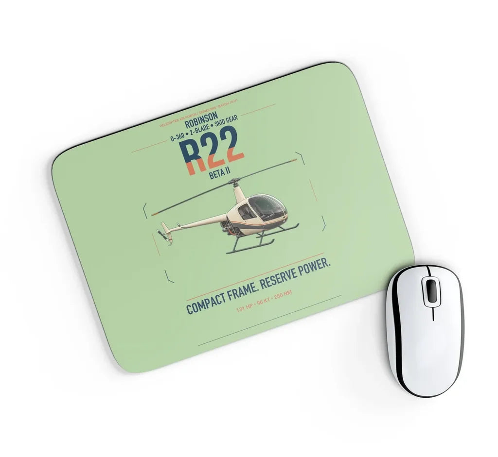Robinson R22 Beta II design on light green rectangle mouse pad