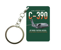 Thumbnail for C-390 Millennium design on dark green designed key chain, double-side print