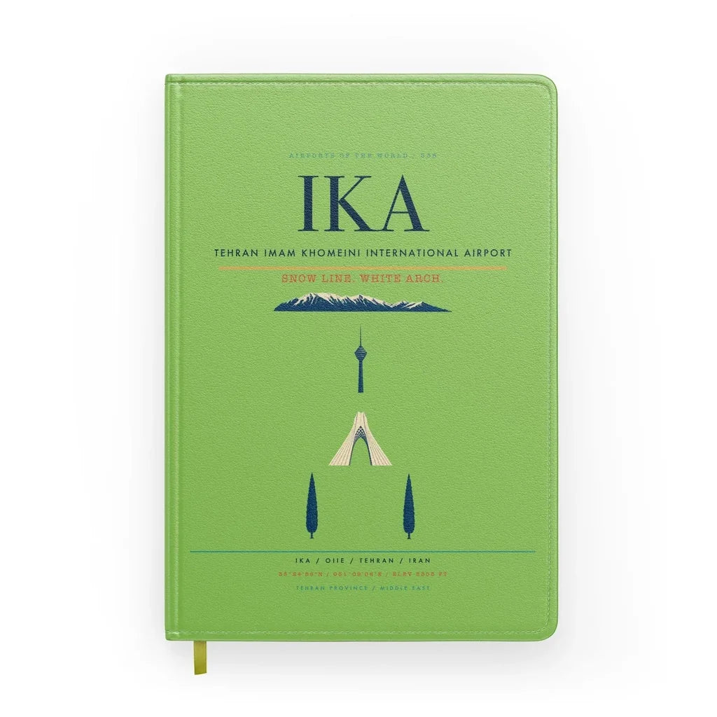 Tehran Imam Khomeini International Airport (IKA) design on light green notebook
