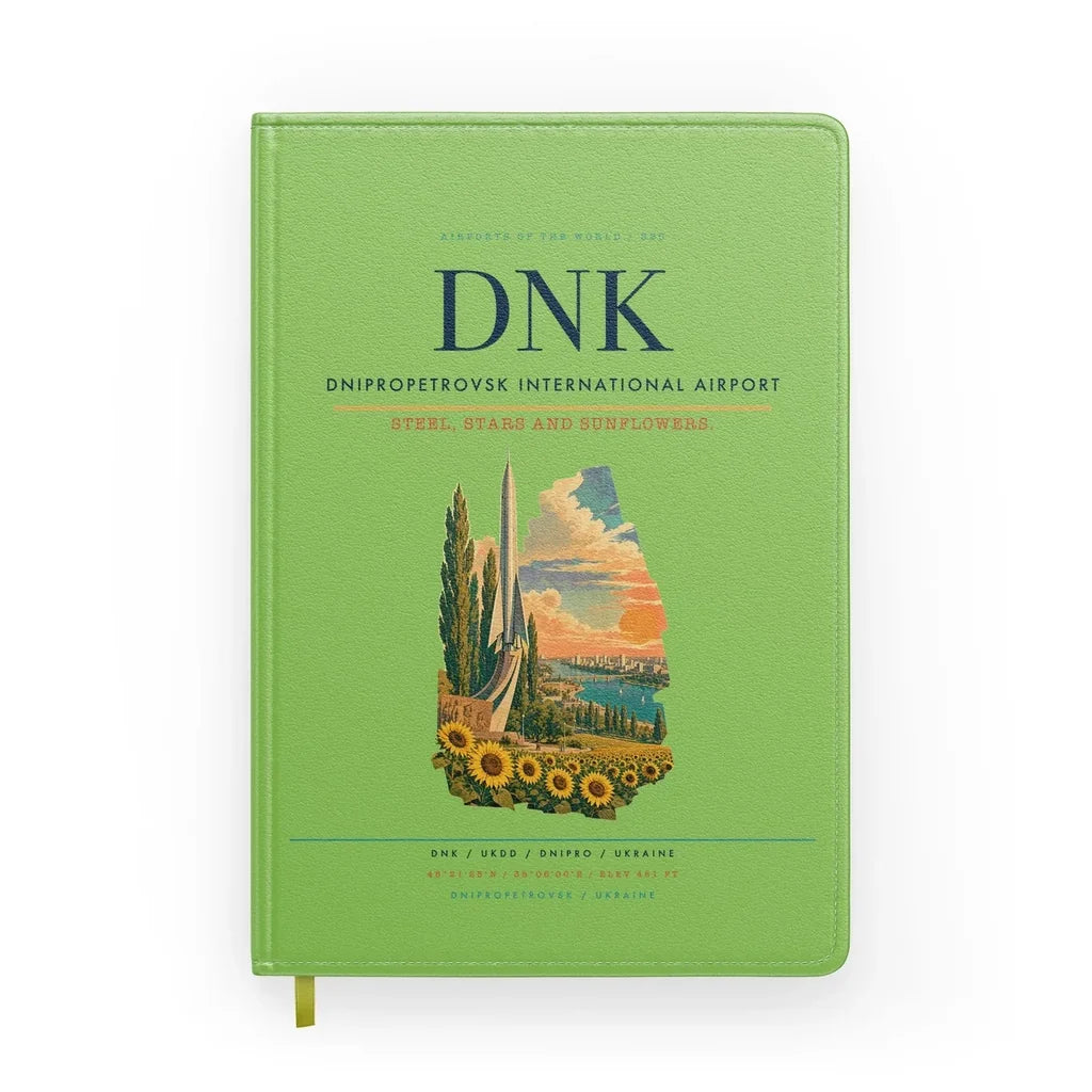 Dnipropetrovsk International Airport (DNK) design on light green notebook