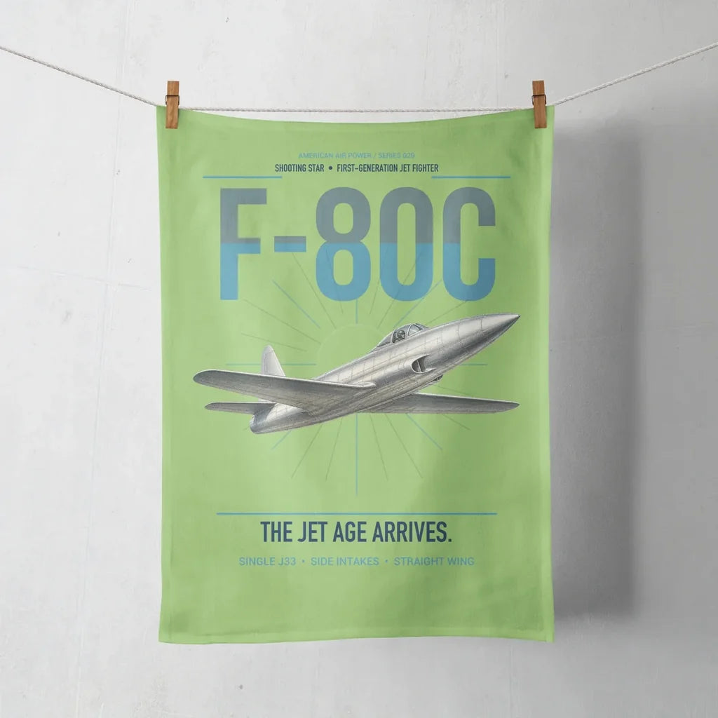 F-80C Shooting Star design on light green towel