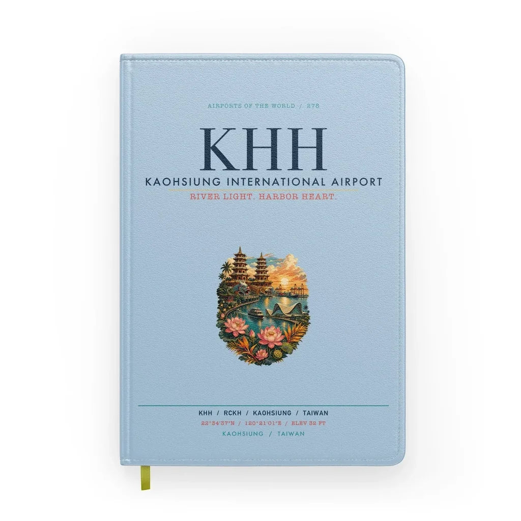 Kaohsiung International Airport (KHH) design on light blue notebook