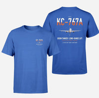 Thumbnail for Boeing KC-767A design on blue double-side t-shirt, double-side print