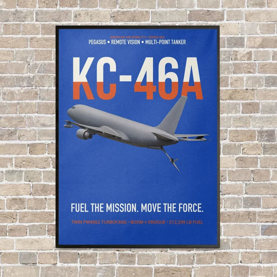KC-46A PEGASUS vertical canvas print - framed - blue background