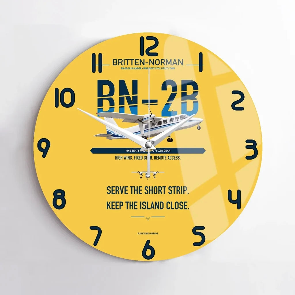 Britten-Norman BN-2B-26 Islander design on yellow no frame wall clock