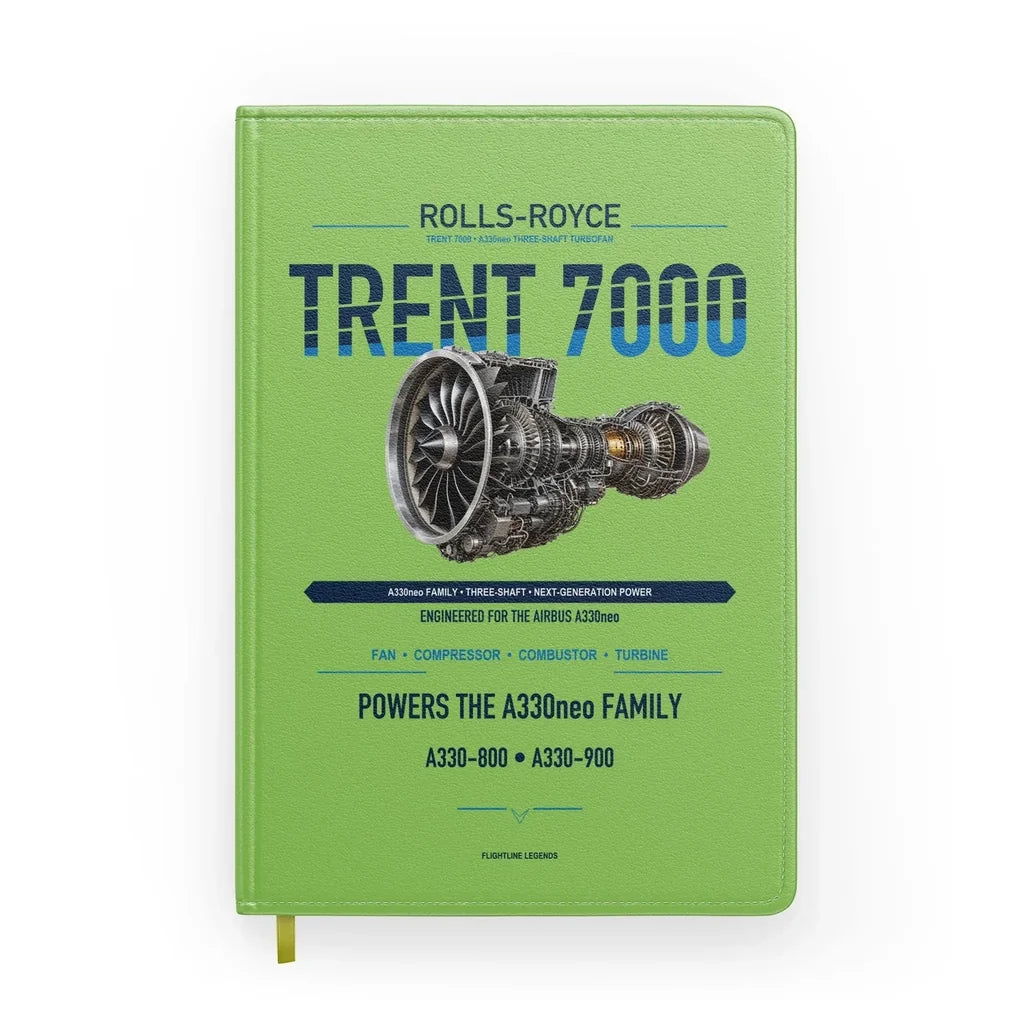 TRENT 7000 design on light green notebook