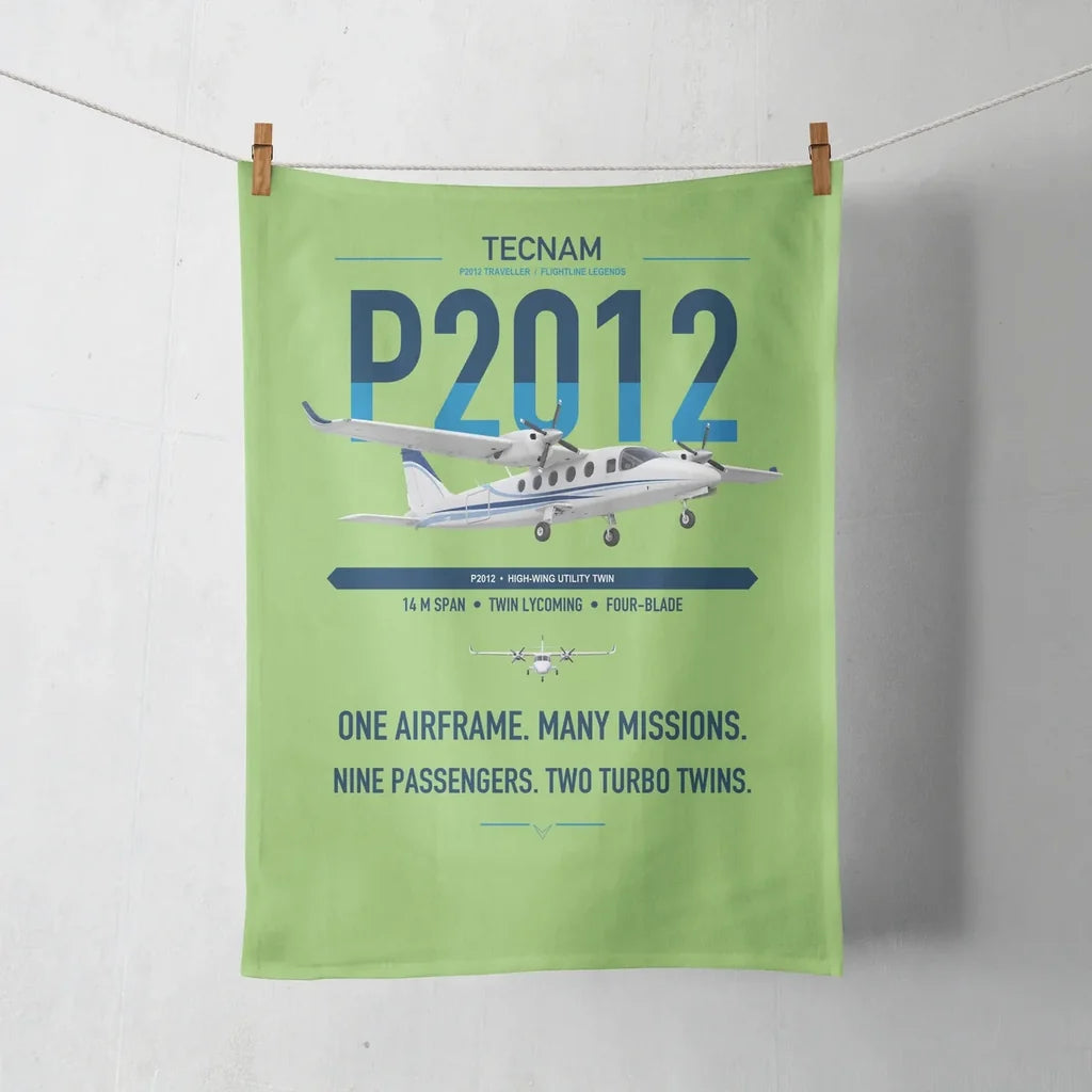Tecnam P2012 Traveller design on light green towel