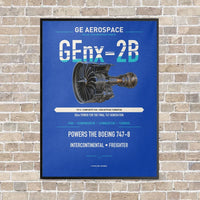 Thumbnail for GEnx-2B vertical canvas print - framed - blue background