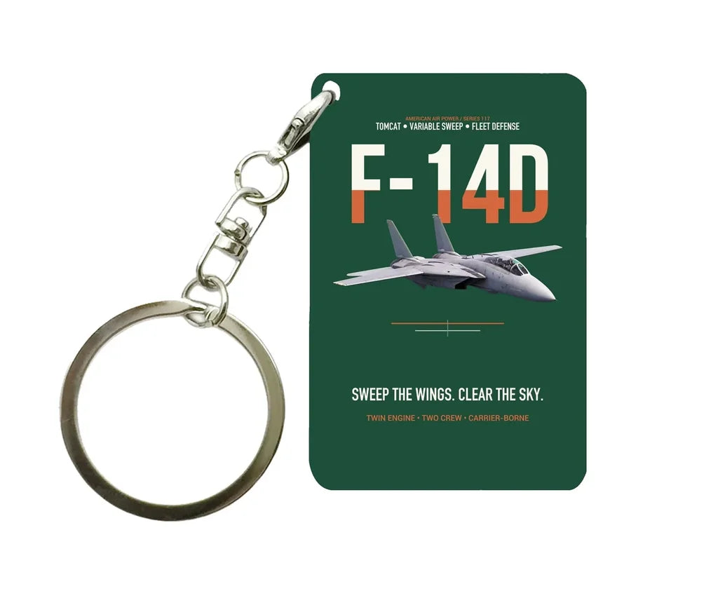 F-14D TOMCAT Key Chain design on dark green key chain