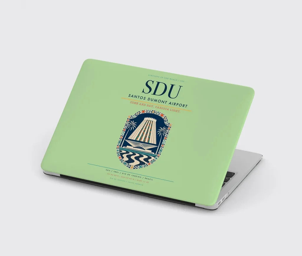 Santos Dumont Airport (SDU) design on light green MacBook case