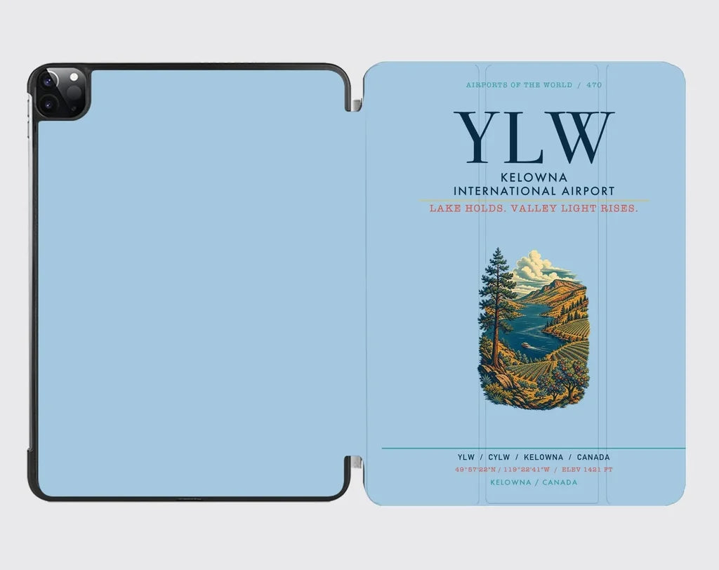 Kelowna International Airport (YLW) design on light blue ipad tablet case