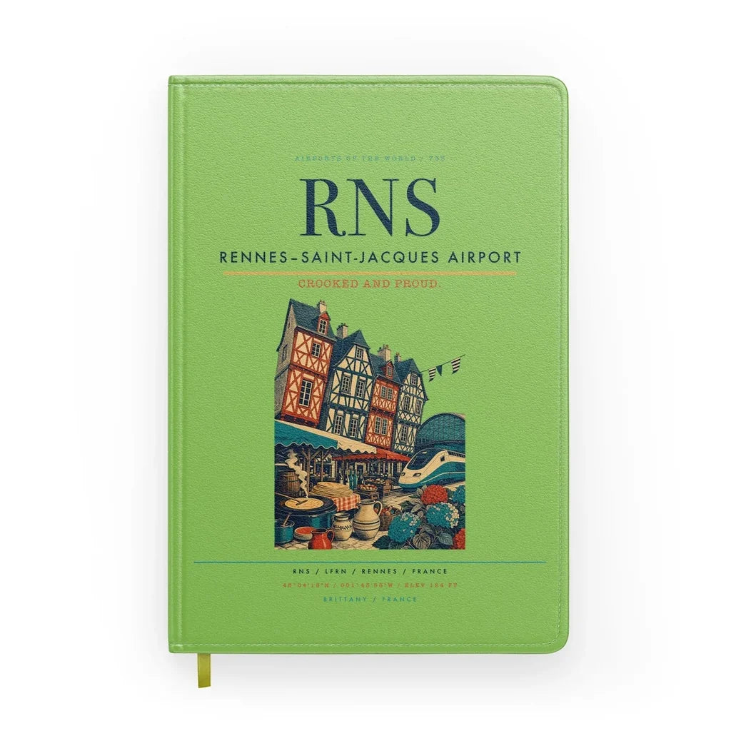 Rennes–Saint-Jacques Airport (RNS) design on light green notebook