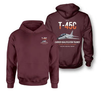 Thumbnail for T-45C Goshawk design on dark red double-side hoodie, double-side print