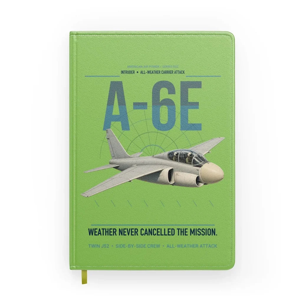 A-6E Intruder design on light green notebook