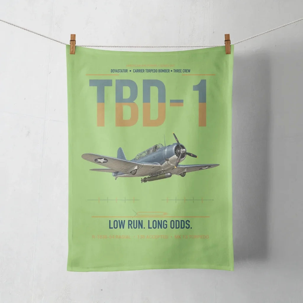 TBD-1 Devastator design on light green towel
