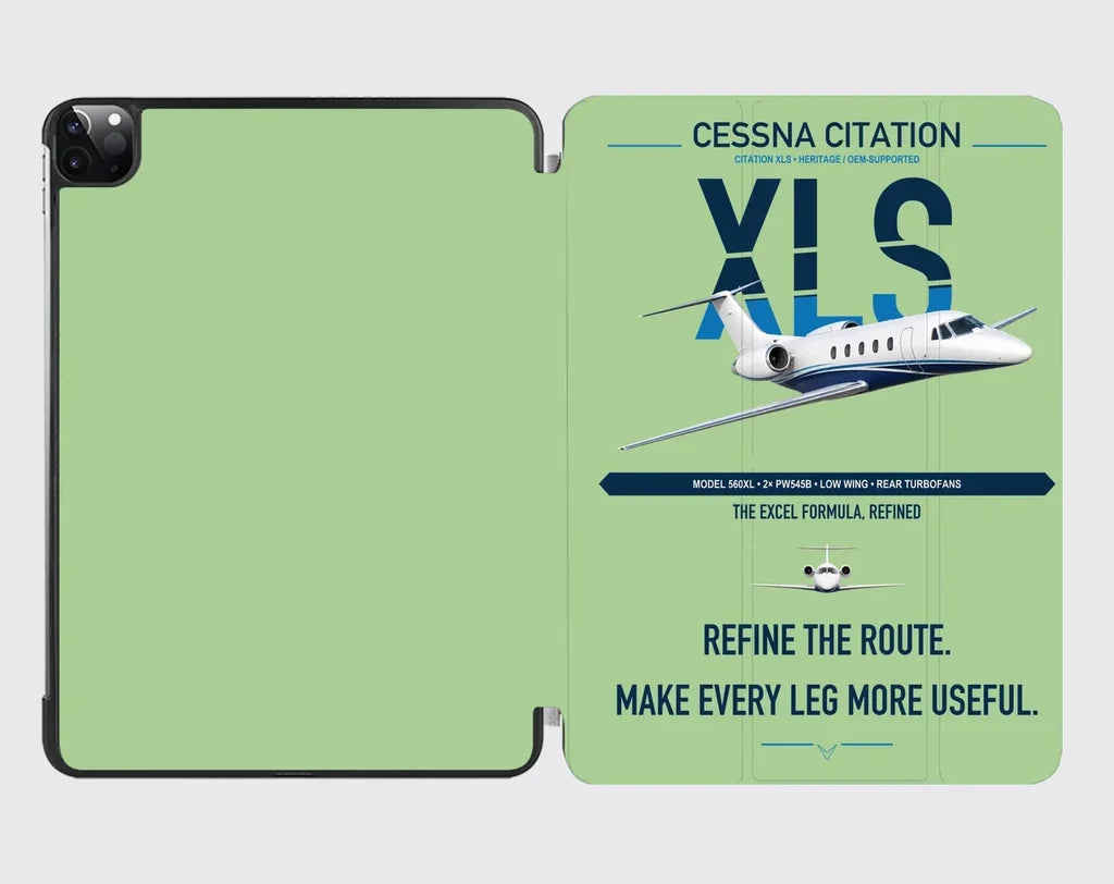 Cessna Citation XLS design on light green ipad tablet case